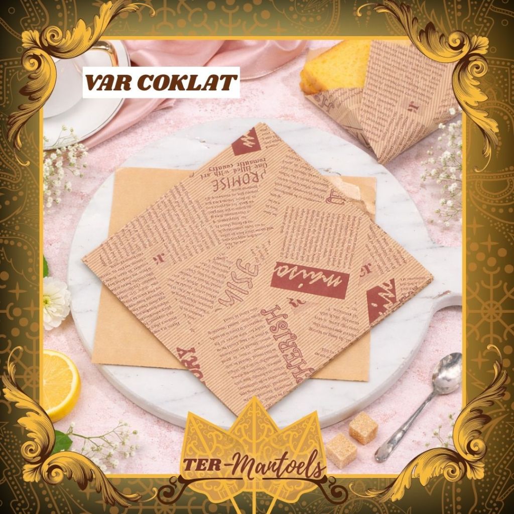 Varian Coklat Kertas Roti Isi 100 Pcs Kertas Roti Motif Aman Untuk Makanan Kertas Roti Anti Lengket