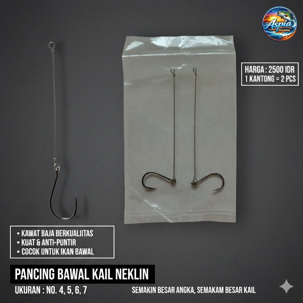 Pancing Bawal Kail Neklin Baja Anti Putus - Mata Pancing Bawal Kawat Neklin Kuat