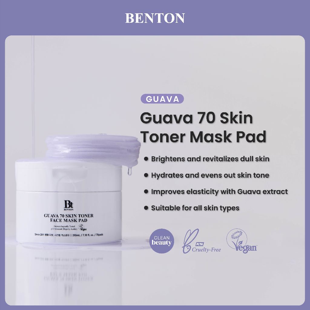 [CLEARANCE] Benton Guava 70 Skin Toner Face Mask Pad 70 [Masker Pad Kulit Sensitif & Kering] exp 08 