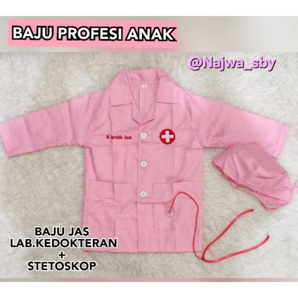 BAJU PROFESI ANAK BAJU JAS LAB DOKTER ANAK Warna PINK