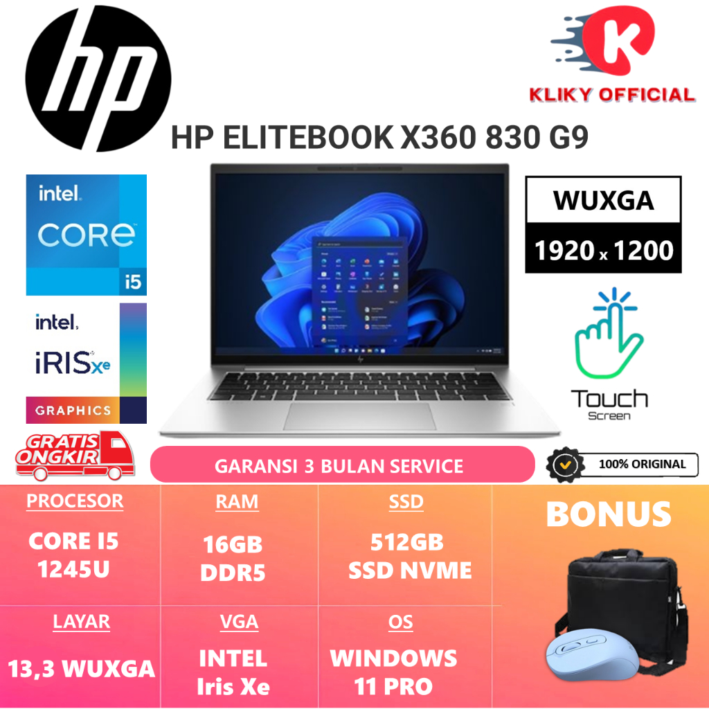 HP ELITEBOOK X360 830 G9 INTEL VPRO I5 1245U RAM 16GB 512GB SSD 13.3 WUXGA Touchscreen