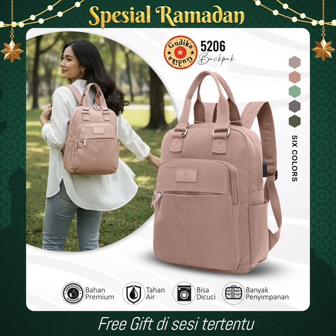 GUDIKA Bags 5206 Original – Ransel Laptop 13 Inch Waterproof | Backpack dengan Port USB