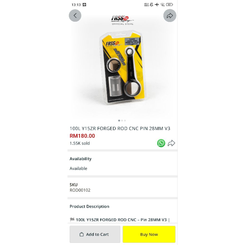 Fasstek 100mm CNC FORGED Hitam MX King