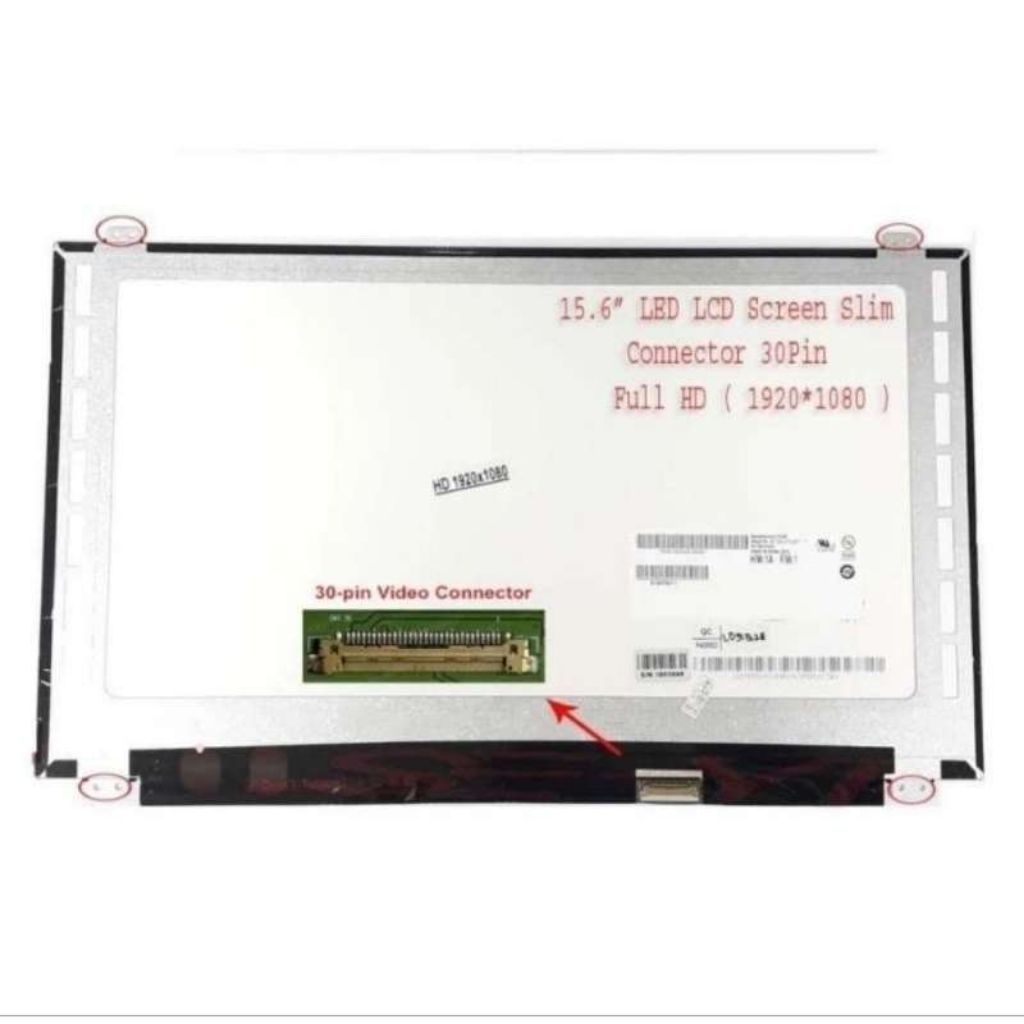 Layar LED Laptop 15.6" konektor 30Pin FHD kuping/breket