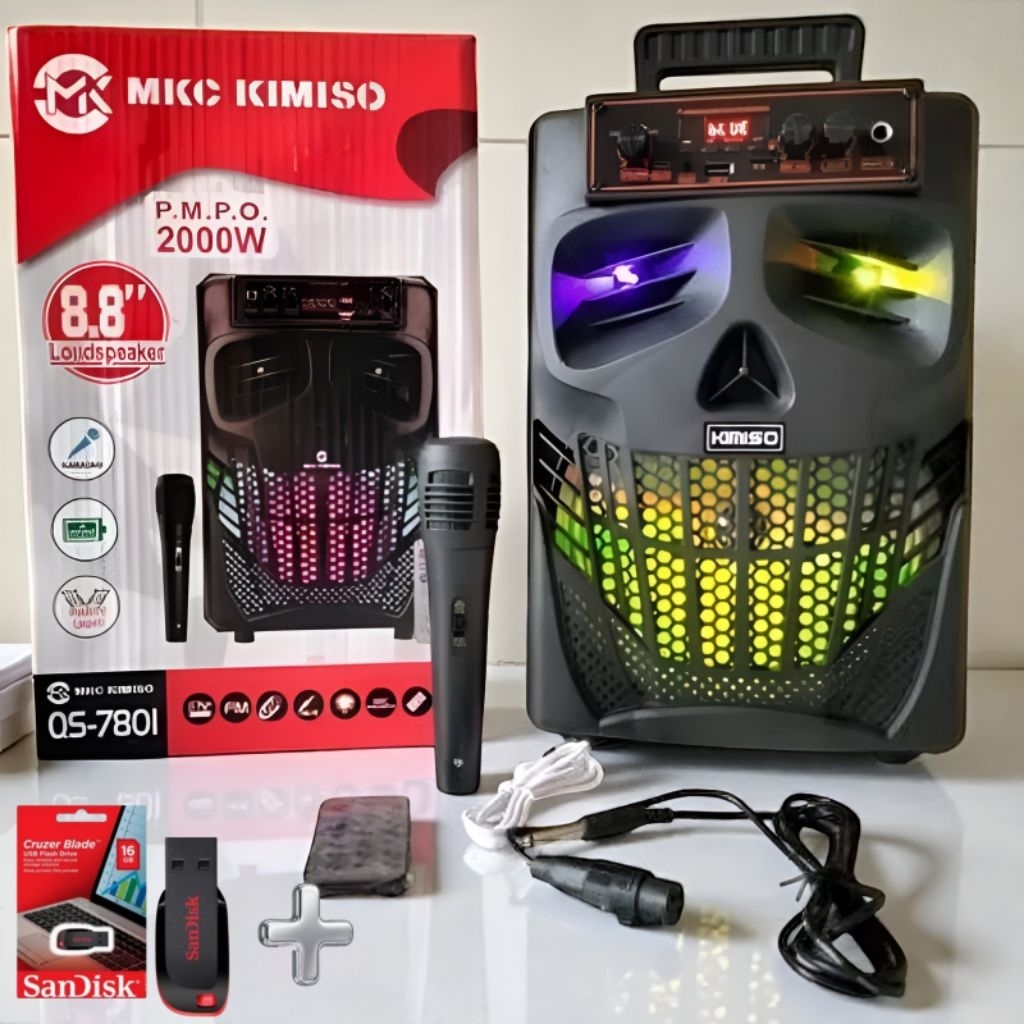 PROMO Speaker KIMISO 8.8 INCH + FLASHDISK 16 GB FULL BASS