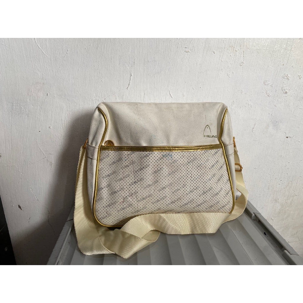 tas sling bag slempang full leather pria cowo brand head putih preloved