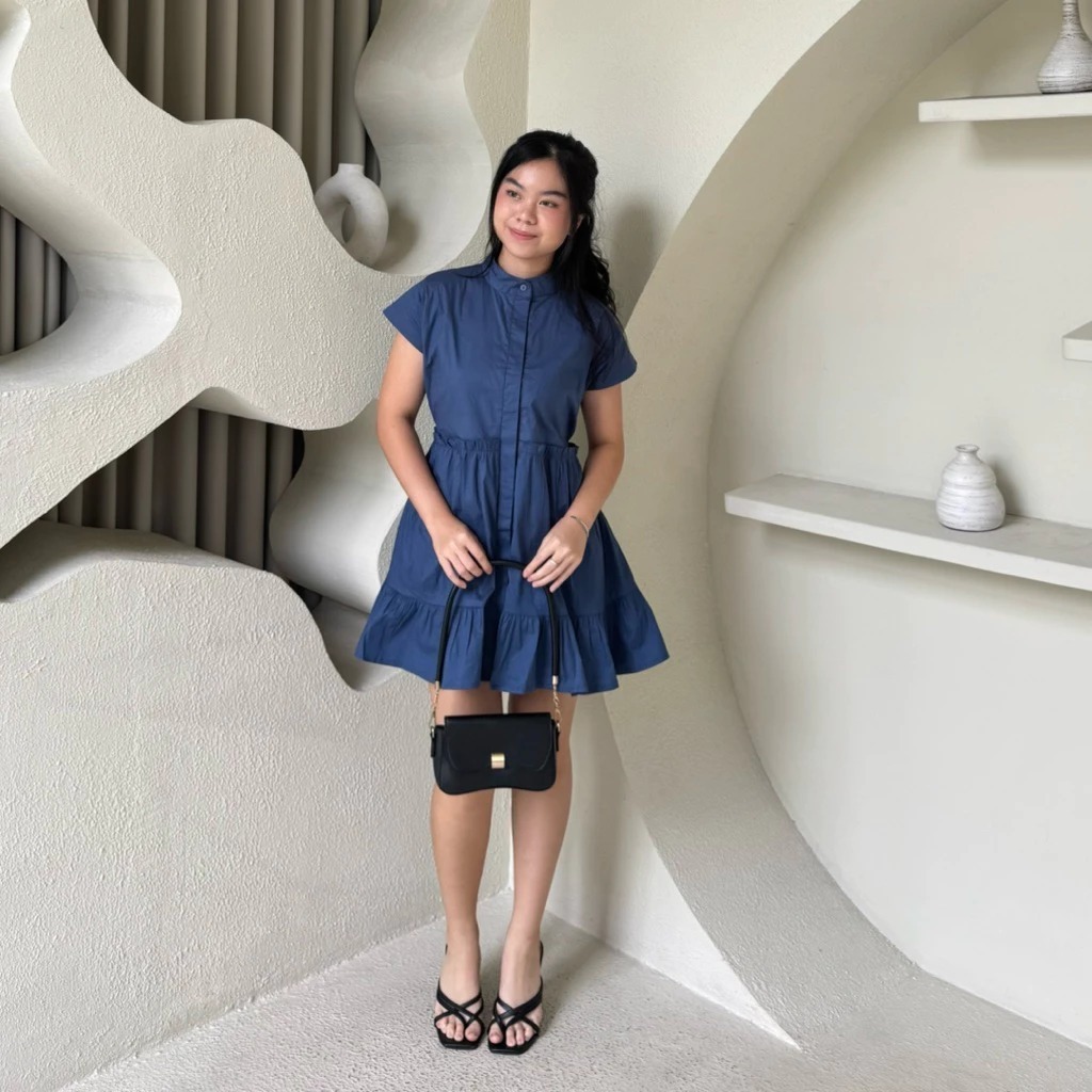 RX FASHION - HYOMI DRESS / RUFFLE DRESS WANITA / DRESS MIDI DRESS LENGAN PENDEK / MIDI DRESS CASUAL 