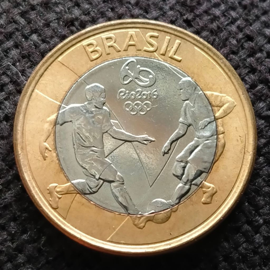 Koin Bimetal Brazil 1 Real 2016 Sepak Bola