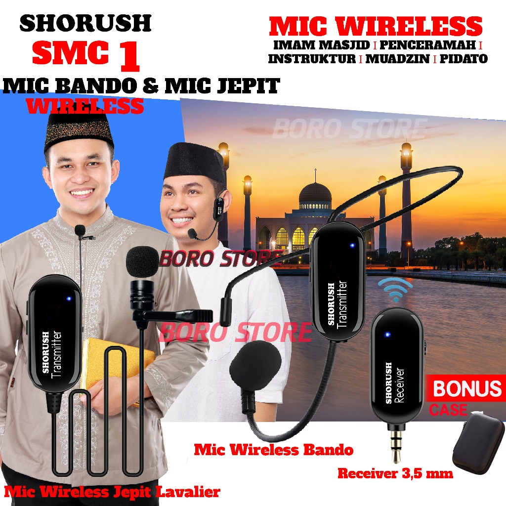 Shorush SMC 1 Mikrofon Mic Clip On Lavalier Wireless Jepit Microphone Bando Headset Meeting Pidato P