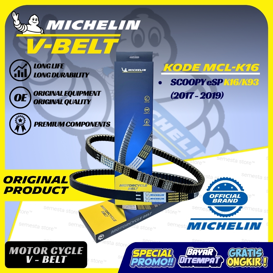 VANBELT VBELT MICHELIN KODE MCL-K16 HONDA SCOOPY eSP K16/K93 PREMIUM QUALITY ORIGINAL PRODUK SUPER V