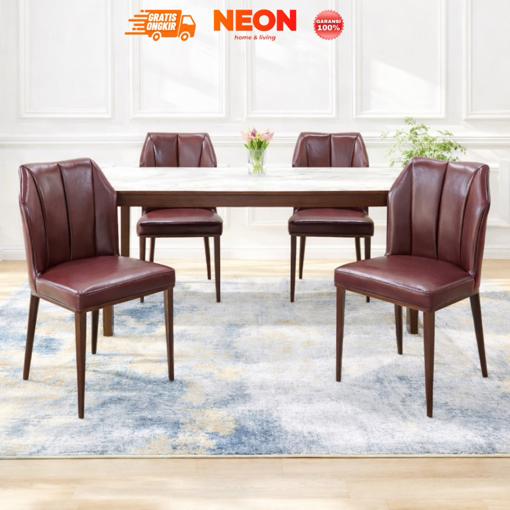 NEON Meja Makan Broni 4 Kursi | Set Meja Makan Besi Minimalis