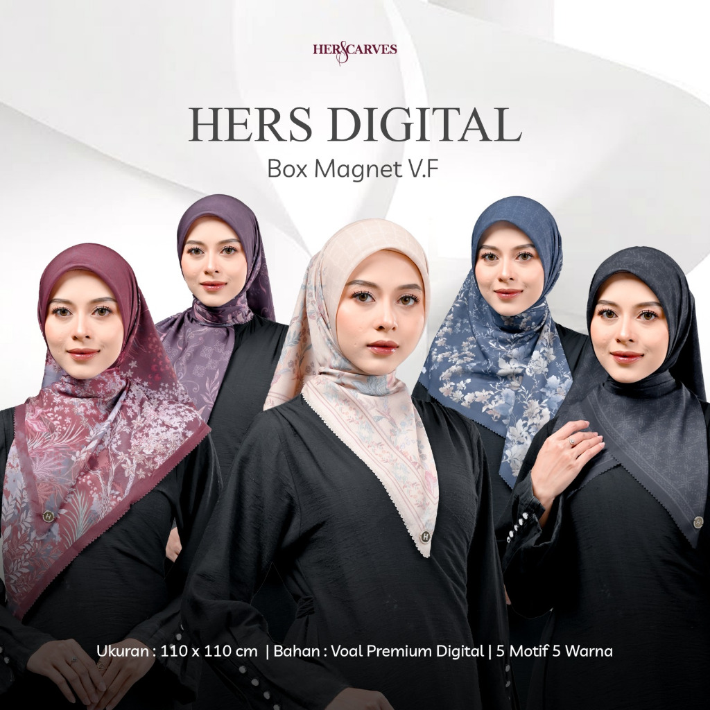 [Promo Best Seller] Hijab Hers Scarves Digital Premium Packaging Box Magnet