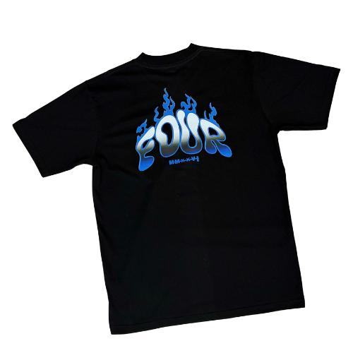 FOUR Baju Kaos Oversize Pria Wanita - Cotton Combed 24s - Kaos Streetwear Unisex - FOUR Fire Blue