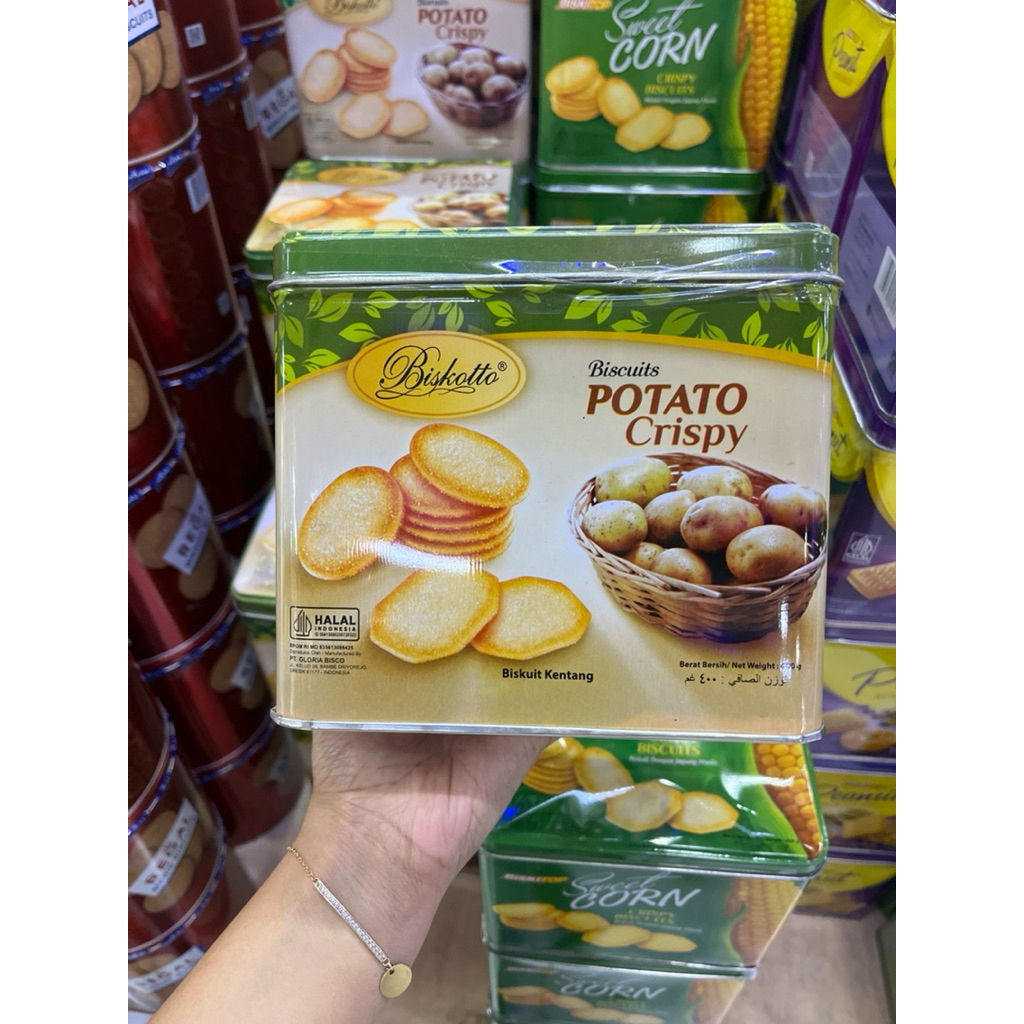 Biskotto Potato Crispy, Sweet Corn, Peanut Assorted, Coconut Assorted, Durian Assorted, Chocolate As