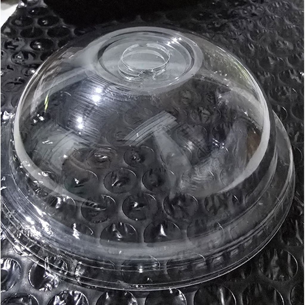 Tutup cup gelas plastik cembung putih kecil bening merk starindo 1 slop isi 50 pcs diameter +/- 9,5c