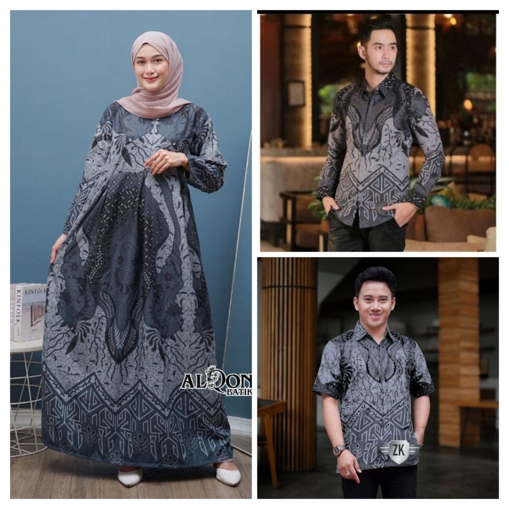 Couple Batik Kemeja Tunik Gamis Baju Pria Wanita motif bagus seragam kerja