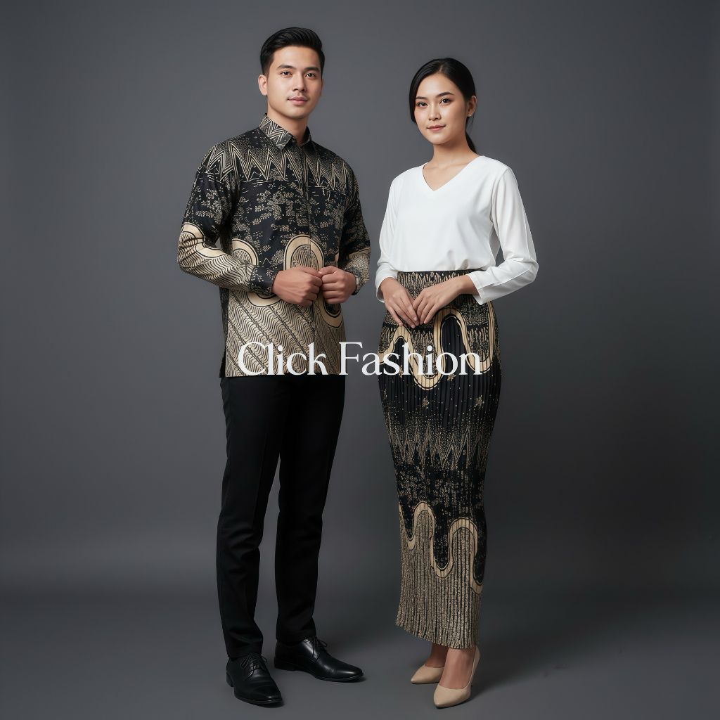 CLICK FASHION- (NEW ARRIVAL) BATIK COUPLE PASANGAN MODERN KELUARGA DAN ROK PLISKET MOTIF KIRANA