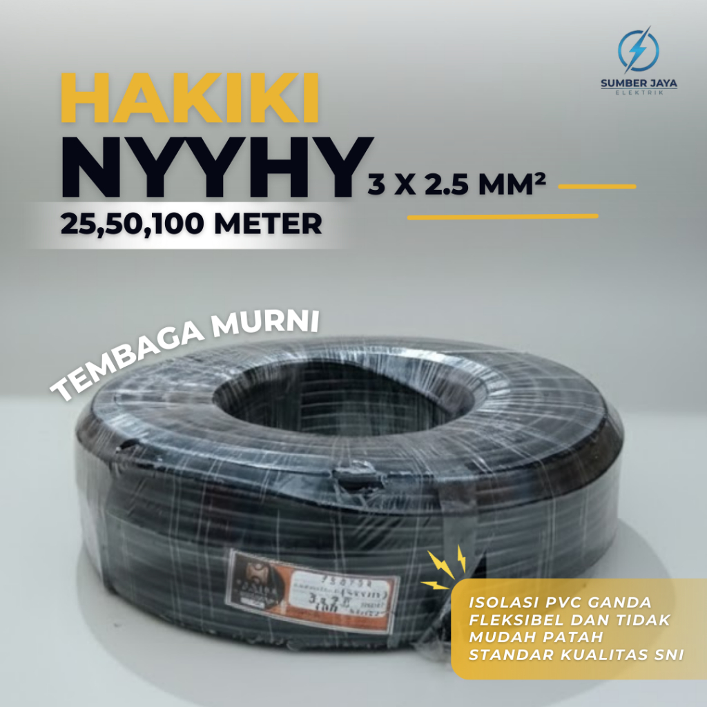 Kabel NYYHY 3X2.5mm Hakiki Meteran