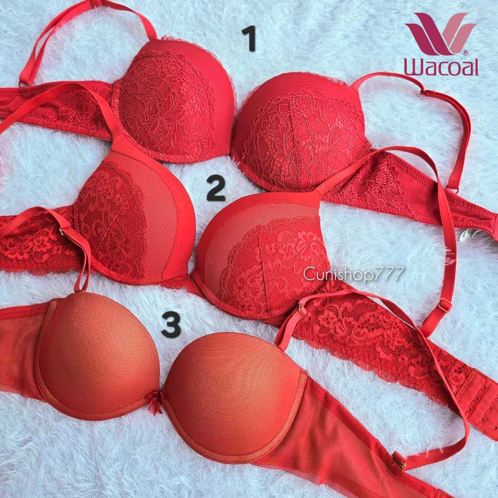 WACOAL BRA RED LACE PAKAI KAWAT BUSA TEBAL 32B 32C  PUSH UP PUSHUP IB 4447 4796 5784 BH MERAH RENDA
