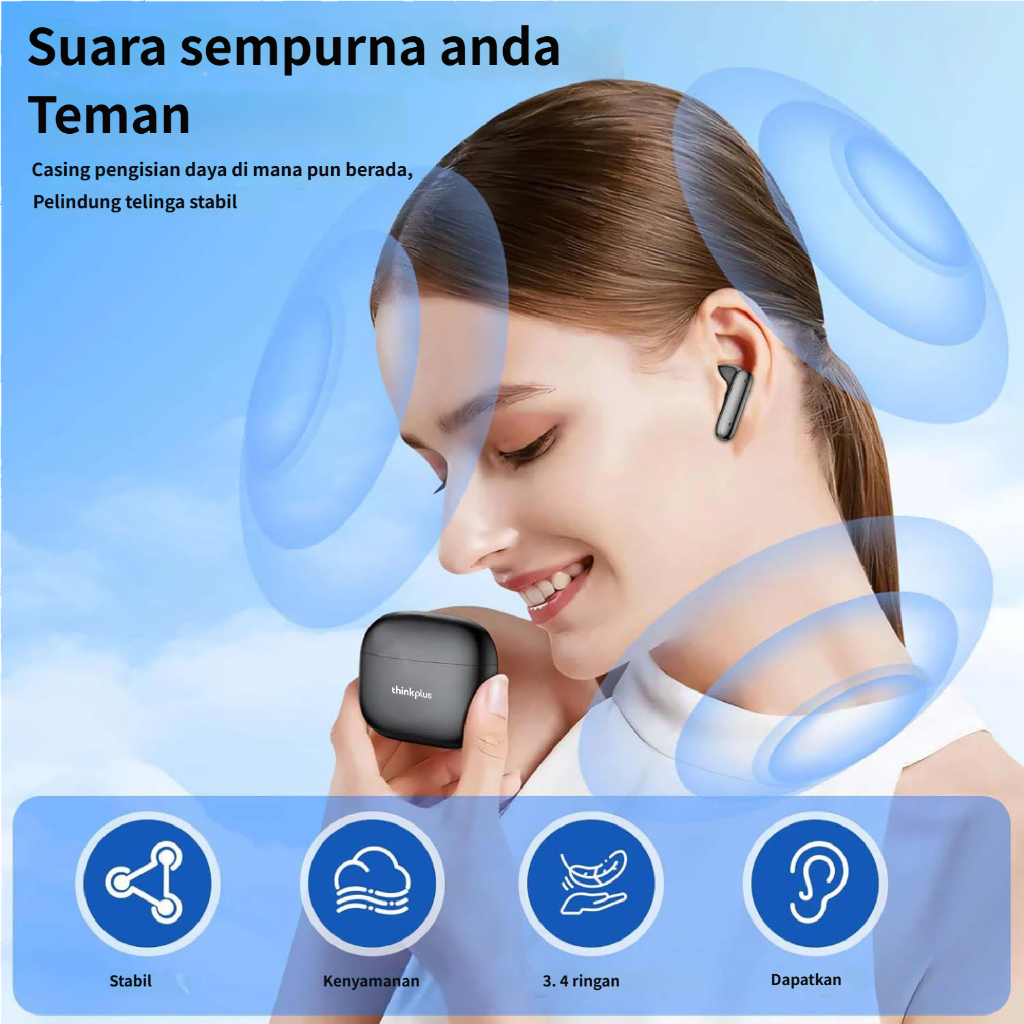 Terbaru Lenovo Thinkplus Earphone Bluetooth Thinkplus Tws Headphone Nirkabel Earbud Headset Alat