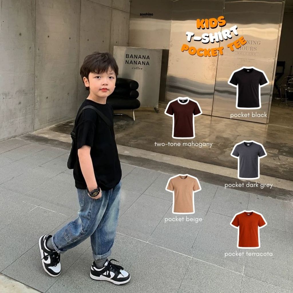 Soohiso Kaos Anak Laki Laki Kaos Pocket Anak Kaos Polos Anak
