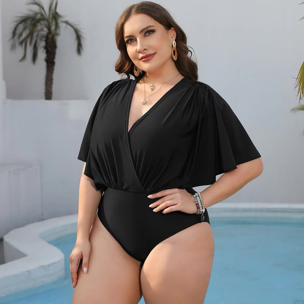 OVINA.IDN Baju renang wanita jumbo MYEONG swimsuit plus size wanita hitam polos big size basic swimw