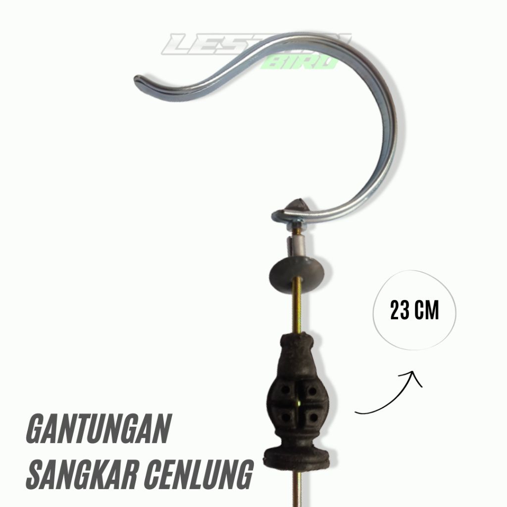 Gantungan Sangkar Burung Model Cenlung Besar Stainless 23 cm- Cantolan Pion Ukir Klasik untuk Sangka