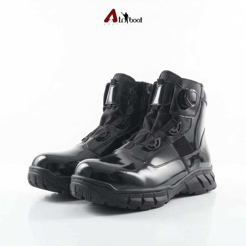 ATRIBOOT - Sepatu Pria Boots Hitam Glossy Anti Slip Resleting Samping – Sepatu PDL Security Tahan Ai