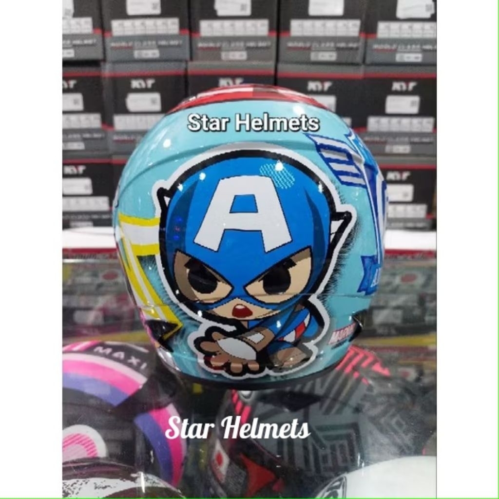 Helm Anak MDS R3 Junior Captain America #3 Blue Pastel