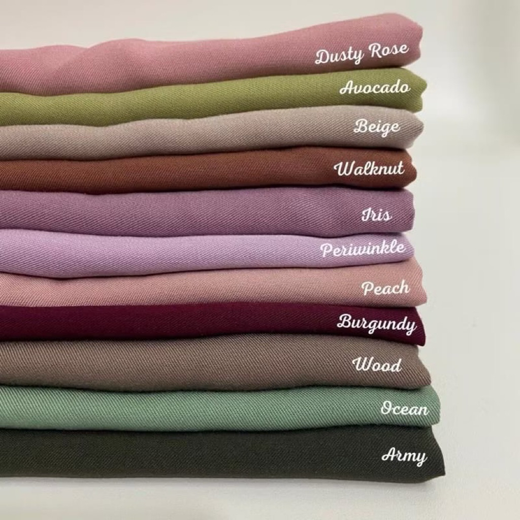 (Harga/0,5Meter) Bahan Kain Rayon Twill Polos || Rayon Twill Premium Warna Lengkap || Kain Meteran B