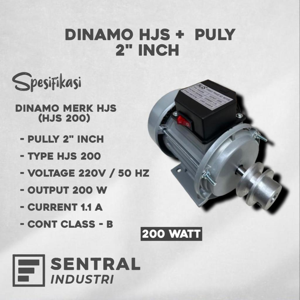 Dinamo Motor Penggerak Serbaguna Listrik 200 Watt Lengkap Pully 2 Inch