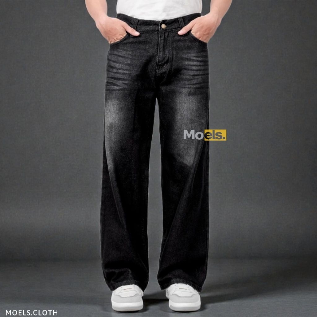 Celana Jeans Pria Washed Loose Pants Korean Style Skena Oversize Celana Jeans Gombrang