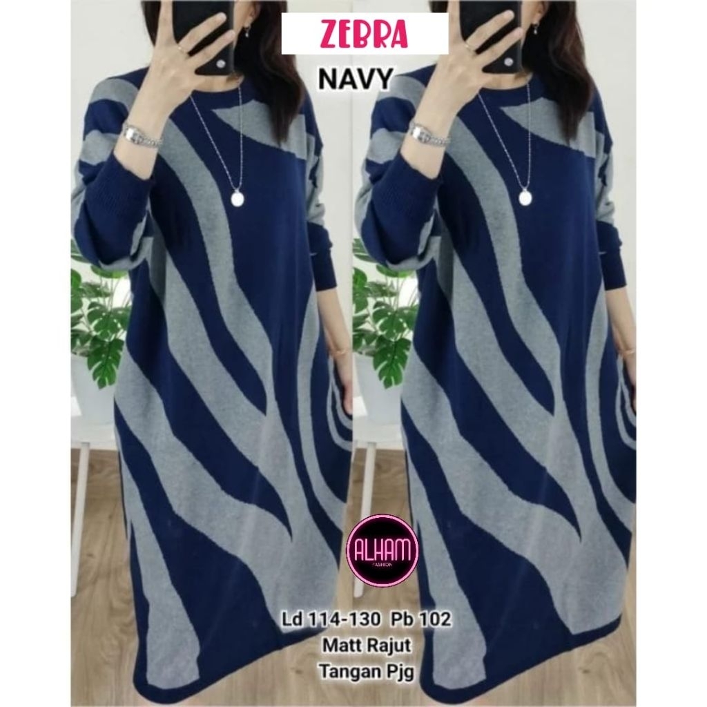 ATASAN LONG TUNIK JUMBO/ZEBRA/BLOUSE LONG TUNIK WANITA RAJUT IMPORT JUMBO LD 130 CM FIT XXXL