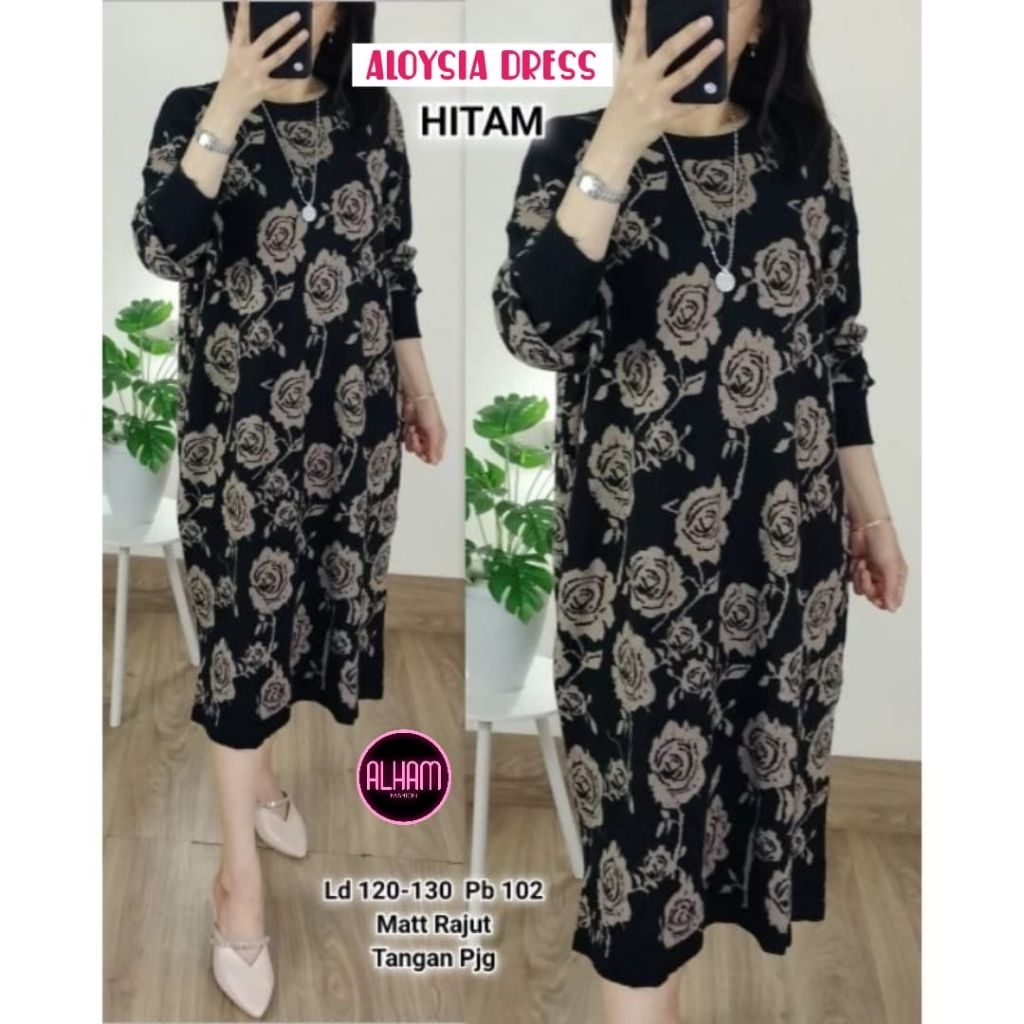 ATASAN LONG TUNIK JUMBO/ALOYSIA/BLOUSE LONG TUNIK WANITA RAJUT JUMBO LD 130 CM FIT XXXL