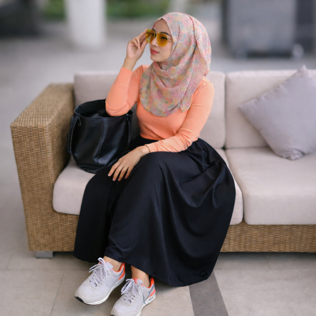 Rok WOLFIS Lebar Wanita Polos Panjang Jumbo High Waist Bahan Tebal Tidak Menerawang Formal Kerja Muslimah by KaRINA