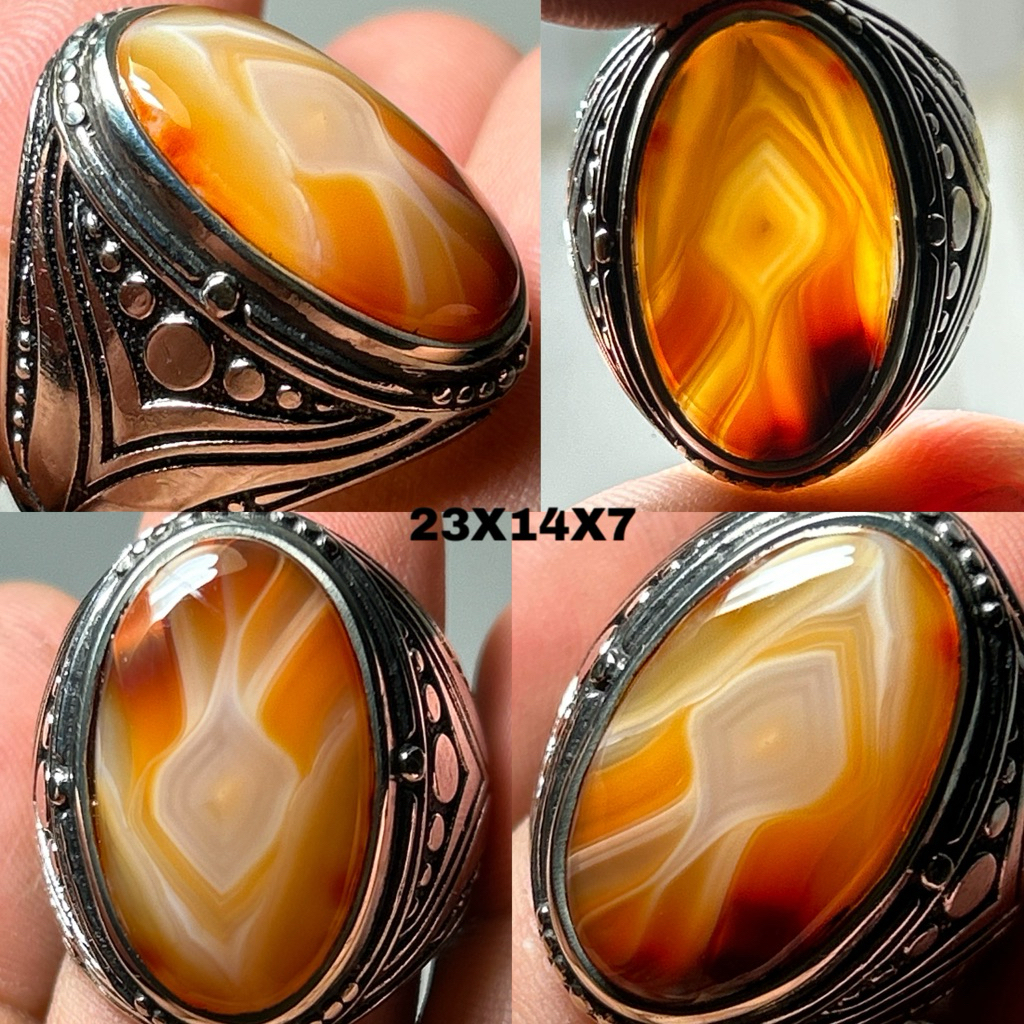 NATURAL CINCIN BATU AKIK MOTIF KANTONG SEMAR