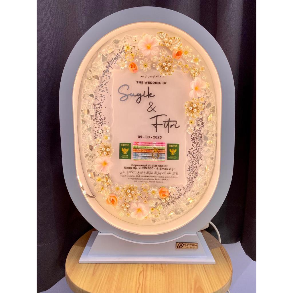 1-2 HARI JADI Mahar Resin Oval Standing mewah premium mahar pernikahan