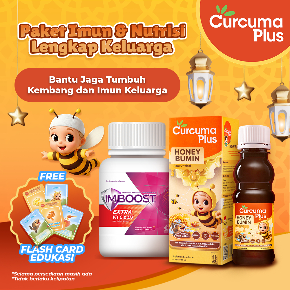 BARU Curcuma Plus Paket Imun & Nutrisi Lengkap Keluarga (Honey Bumin + Imboost Extra Botol 30 tablet
