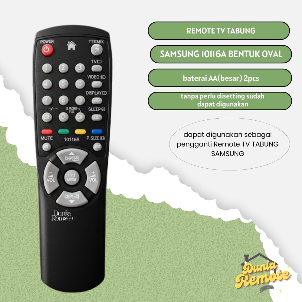 Remot TV SAMSUNG TABUNG SLIM FLAT OVAL 10116A tanpa setting | CUCI GUDANG LIMITED STOCK