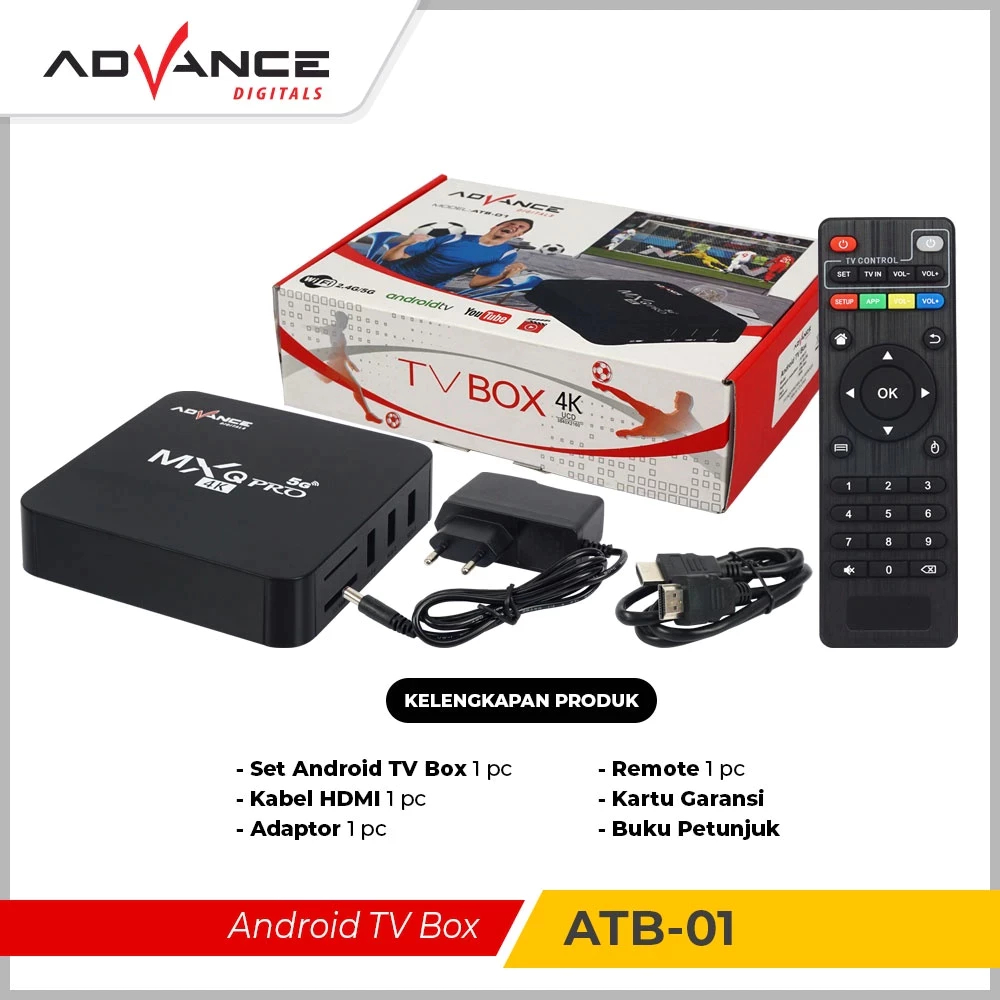 Advance Android TV BOX ATB-01 Digital Online TV BOX 5G 2G+16G 4K Internet Smart TV