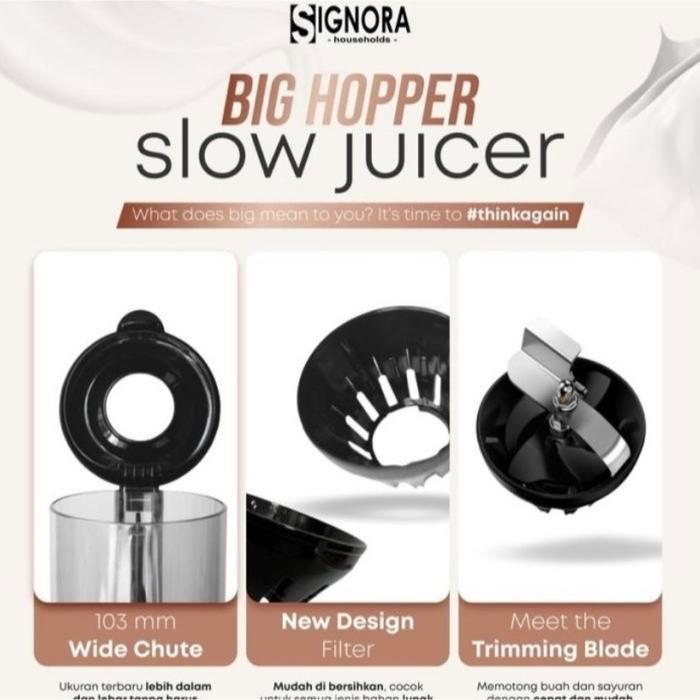 "New" Big Hopper Slow Juicer Signora / Slow Juicer Signora
