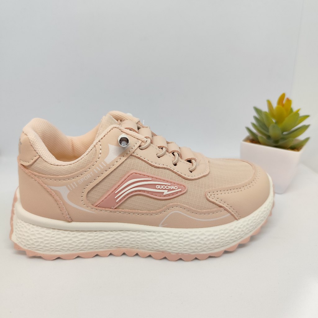 NewYordan Sepatu Sporty Tali Elastis Anak Cewek Umur 4-6 tahun - GUOCHAO 3120 Pink