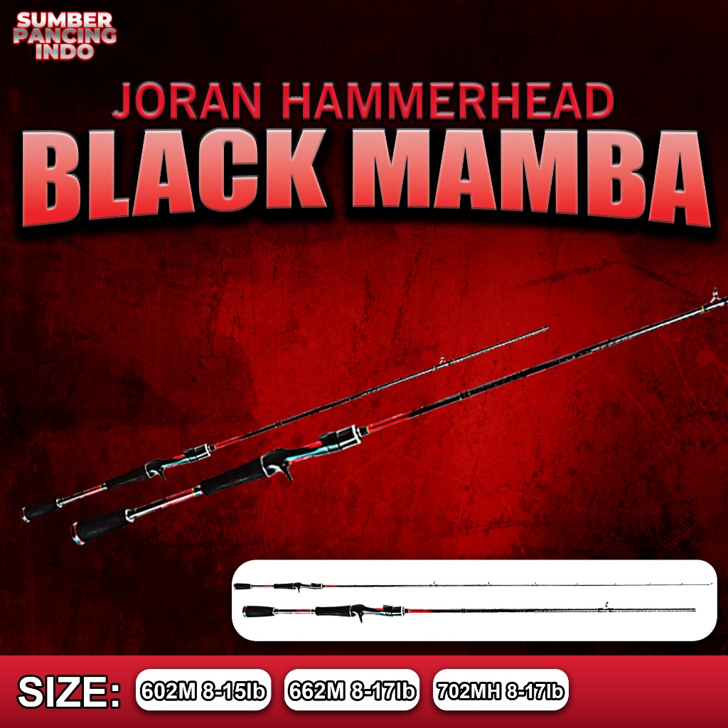 Joran BC Fuji HAMMER HEAD BLACK MAMBA Pro Series Joran Pancing Baitcasting Fuji 100% Panjang 180cm -