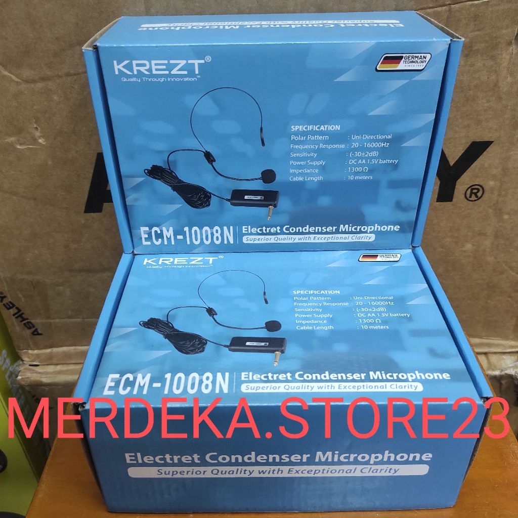 NEW Mic Electret Condenser Microphone KREZT ECM1008N Mic Cable Headset | Bando (Panjang Kabel 10 Met