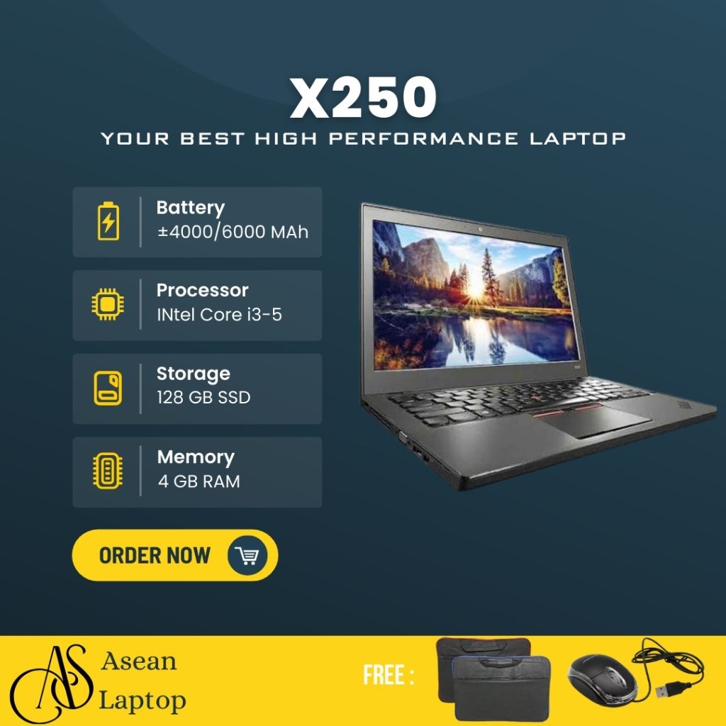 Laotop Thinkpad X250 Intel core i3 SSD | Windows Bergaransi