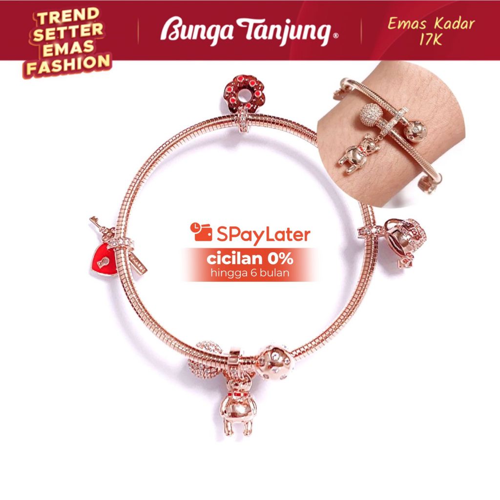 GELANG BANGLE TINJU TEDDY BEAR - EMAS 17K - BUNGA TANJUNG GOLD