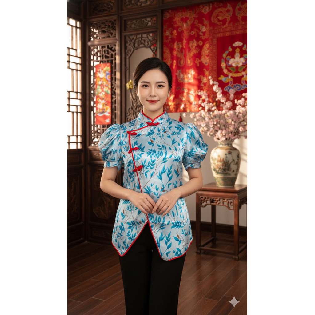 Atasan kerah shanghai qibao imlek jumbo size LD 120cm cheongsam