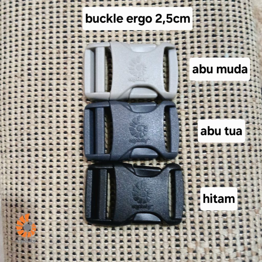 BUCKLE KECIL 2,5CM /25MM ERGOBABY WARNA ABU muda/ abu tua/ hitam