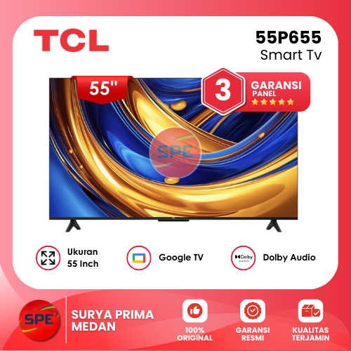 SMART TV TCL UKURAN 55 INCH 55P655  GARASI RESMI MEDAN