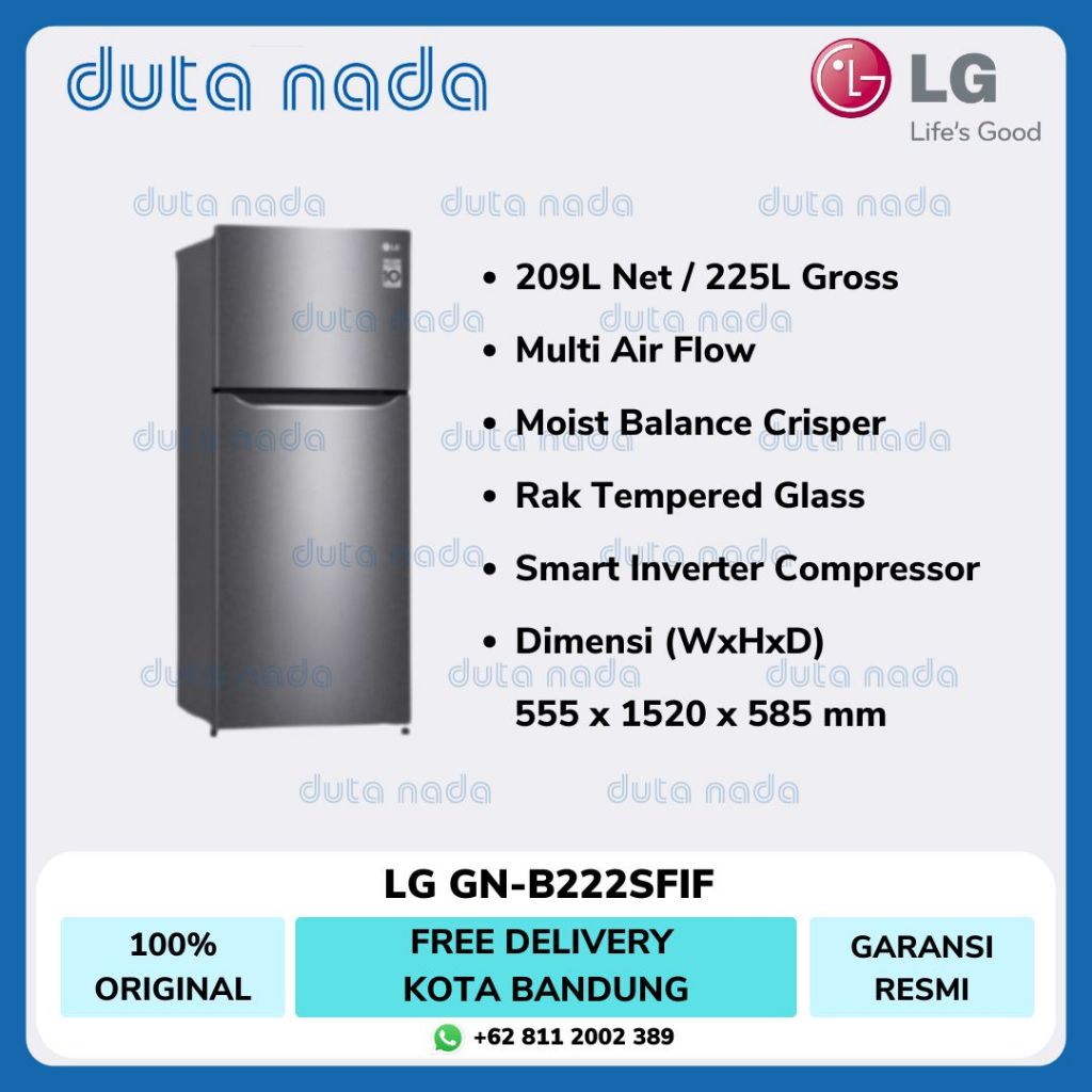 LG KULKAS 2 PINTU GNB222SQIB / GN-B222SQIB